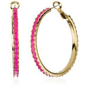  Kate Spade New York Dot To Dot Floral Pink Hoop Earrings 