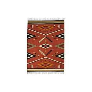  NOVICA Zapotec wool rug, Oaxaca Symmetry (5x7.5)
