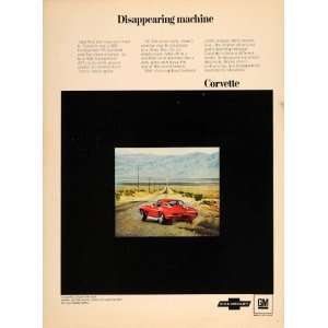  1967 Ad Chevy Corvette V8 C2 435 HP Sting Ray Coupe Car 