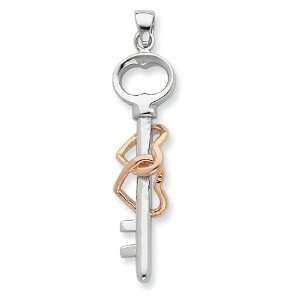   Silver and Rose Gold Hearts Key Pendant Vishal Jewelry Jewelry