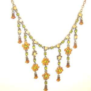    Beautiful Fashion Nickle free Yellow Crystal Rose Necklace Jewelry