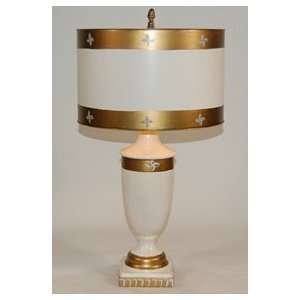  Classic Ivory Metal Tole Table Lamp with Metal Shade