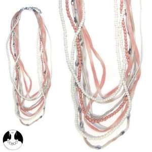  sg paris women necklace necklace 65 cm 9 rows peach comb 