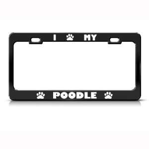  Poodle Dog Dogs Black Animal Metal license plate frame Tag 