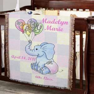  Personalized Baby Girl Elephant Blanket Baby