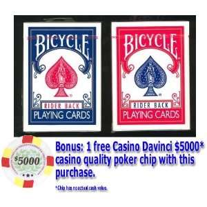 Bicycle Poker Playing Cards, Rider Back (Pair of 1 Red and 1 Blue Deck 