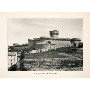  1903 Print Fortress Castle City Wall Volterra Tuscany Italy 