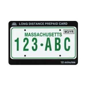  Collectible Phone Card Massachusetts License Plate (Green 
