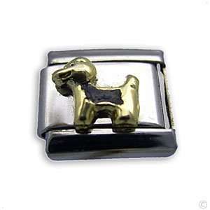 Dog gold/black   italian Charms for Bracelet, Classic italy bracelet 