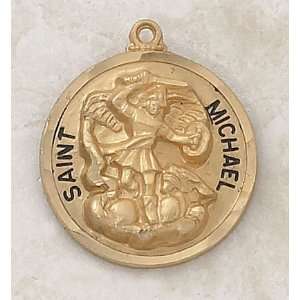 St. Michael 22 Kt Gold Over Sterling Oval Patron Saint Medal Catholic 