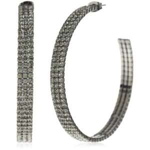    Leslie Danzis Crystal With Gunmetal Plating Hoop Earrings Jewelry