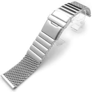 316L Wire Mesh Band 24mm Stainless Steel Divers Double Clasp, Solid 