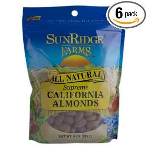 Sunridge Farms All Natural Supreme California Almonds, 8 Ounce Bags 