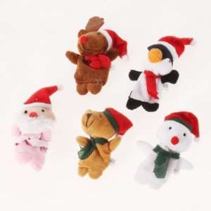  5 pcs Animal Finger Puppets w/ Christmas Hat Toys & Games