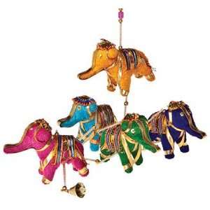  Five Multicolor Elephants Handmade Ornament