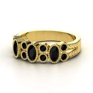  Hopscotch Band, 14K Yellow Gold Ring with Black Onyx 