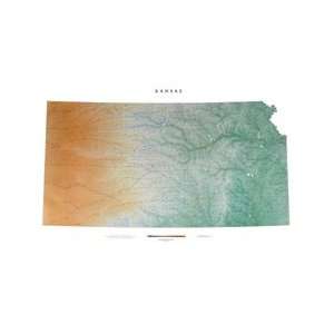  Kansas Topographic Wall Map by Raven Maps, Laminated Print 