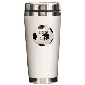    Ceramic Travel Drink Mug Soccer Equals Life 