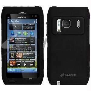  New Amzer Silicone Skin Jelly Case   Black For Nokia N8 