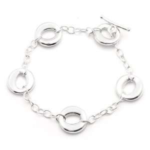  Sterling Silver Open Oval Link Toggle Bracelet 7 Jewelry