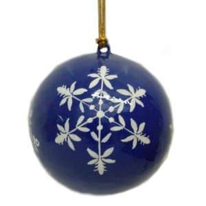  Hand Painted Paper Mache Christmas Ornament  Snow Flake 
