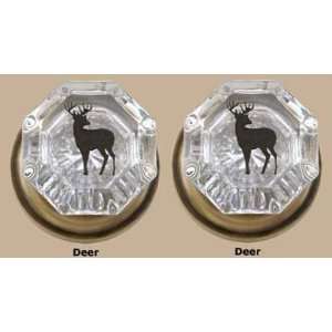  Hartford/Deer Wildlife Door Knob, Crystal Double Dummy Set 