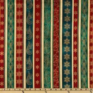  44 Wide Holiday Renaissance Stripes Green/Red Fabric By 