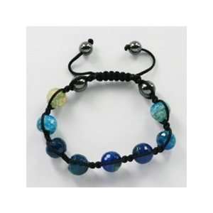Genuine Faceted Beautiful Blue Agate And Hematite 12mm Shamballa Style 