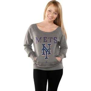  New York Mets Womens Athletic Diva Grey Heather Pullover 