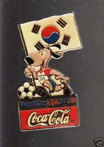 SOUTH KOREA 1994 SOCCER WORLD CUP COCA COLA FLAG PIN  