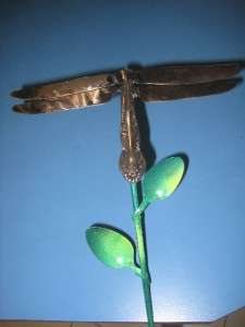   DRAGONFLY YARD ART  WELDED FROM EATING UTENSILS w/ spoon leafs  