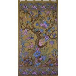 Tree of Life Tab Top Curtain Drape Door Panel Olive