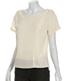 BCBGeneration eggshell georgette lace pocket blouse   up to 70 