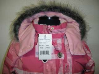 NWT FREE COUNTRY Girls LARGE 14 Boarder Jacket Coat Hooded PINK Plaid 