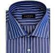 canali dark blue striped spread collar dress shirt