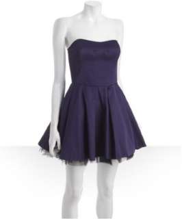 French Connection purple sateen Prom Twill strapless dress   