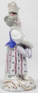 ANTIQUE MEISSEN PORCELAIN FIGURINE  GIRL WITH A BASKET OF GRAPES ON 