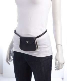 Hermes black leather shearling lined belt bag  