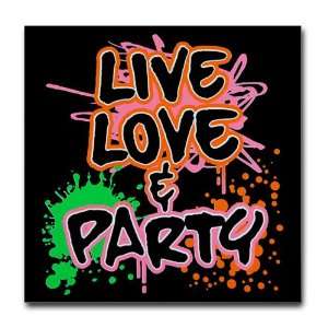  Tile Coaster (Set 4) Live Love and Party (80s Decor 