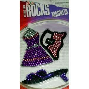  Inkology Glam Rock Girly Magnets, 3/pkg, Purple/Black/Pink 