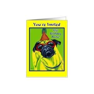    Ninety First Birthday Party Invitation   Pug Dog Card Toys & Games