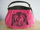 NWT JUICY COUTURE VELOUR HOBO SCOTTIE EMBROIDERY Hot Pink CLLECTBL 