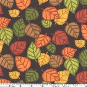  44 Wide Autumn Bounty Falling Leaves Black Fabric By The 