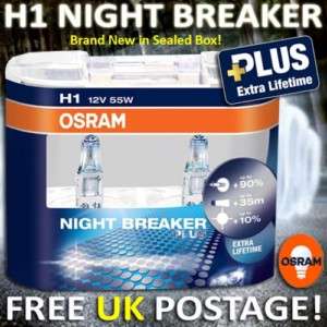 NEW OSRAM H1 NIGHT BREAKER PLUS 90% BRIGHTER BULBS  