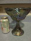 indiana glass blue carnival harvest grape compote euc returns not
