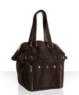 Yves Saint Laurent dark brown stamped suede Downtown small tote 