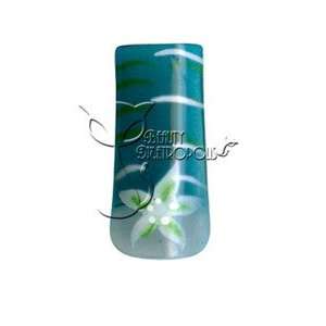  Teal Star Flower & Stripes Pre designed Acrylic/UV Gel 