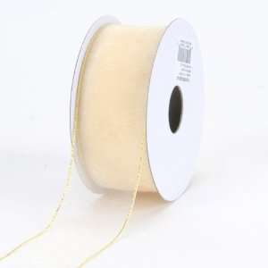   Ribbon 3/8 inch 25 Yards, Ivory with Gold Edge