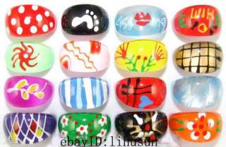Wholesale 30pc ReMarKaBle Hand Paint Chunky Lucite Ring  