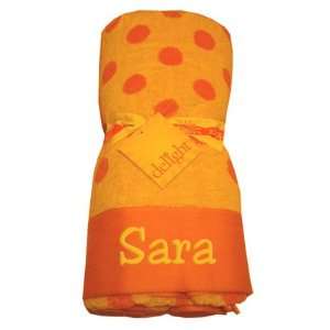  Personalized Yellow/Orange Polka Dot Beach Towel
